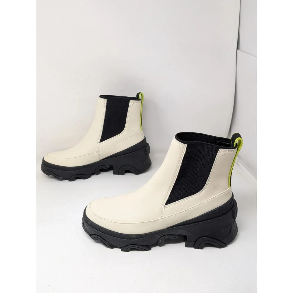 Sorel Brex Chelsea Waterproof Boots Women's Size 8.5 White Chunky NL4306-191 VTG